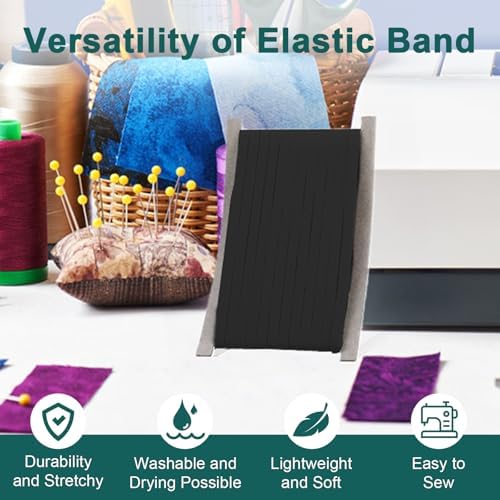 Airisoer Elastic Bands for Sewing 1/4 Inch x 32 Yards, Black