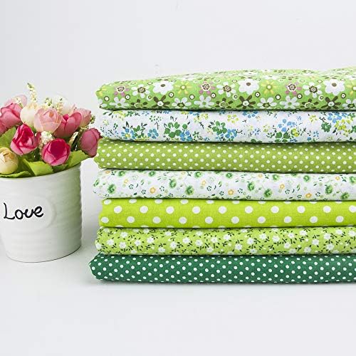 Cotton Fabric DIY Making Supplies Quilting Patchwork Fabric Fat Quarter Bundles DIY for Quilting Cotton Patchwork Cushions (Green, 20" x 20")