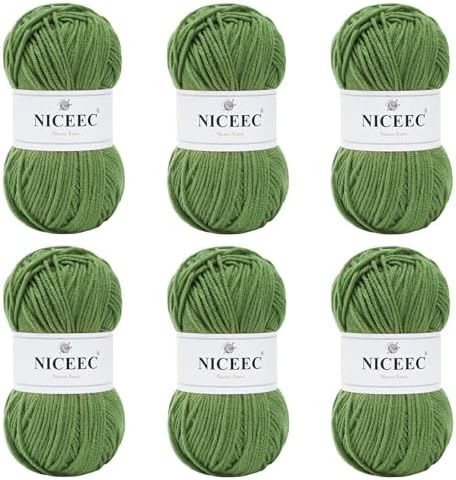 NICEEC 300g Soft Assorted Colors Yarn 100% Acrylic 870yds -Warm Green
