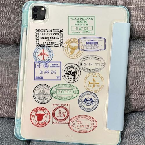 60PCS Transparent Travel Stickers, Passport Stamps Stickers