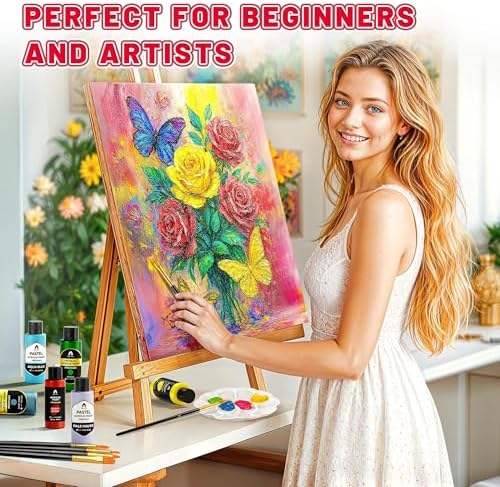 52 Pcs Classic & Metallic & Pastel Acrylic Paint Set with 12 Brushes, 2 Knives & Palette, 36 Colors (2oz/60ml) - for Adults, Kids, Artists & Beginners - Arts and Crafts Painting Kit