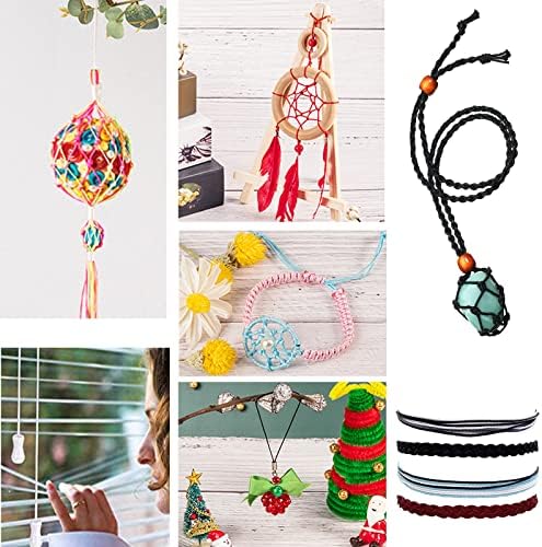 PH PandaHall 600 Yards 0.8mm Nylon Beading String Bracelet String Chinese Knotting Cord Kumihimo Macrame Cord Braided Lift Shade Cord Trim for Macrame Friendship Bracelets Christmas Ornament 6 Color