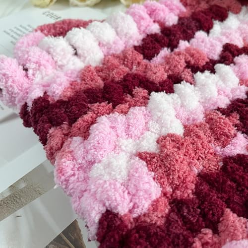 Bulky Chunky Yarn for Hand Knitting Blanket – #10 Jumbo Knitting Yarn, 1 Inch Thick Chenille Jumbo Yarn, No Knots Soft Machine Washable, Super Bulky Yarn 4 Pack for Crochet, Arm Knitting & Crafts