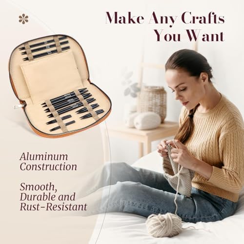 Yarniss 15 Pairs Interchangeable Circular Knitting Needle Combo with Case