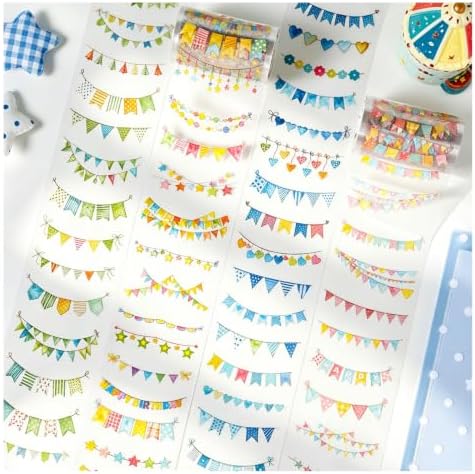 PET Tape Stickers for Scrapbooking Supplies,Flags Journal Stickers for Deco
