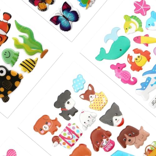 60 Sheets Puffy 3D Stickers for Kids & Toddlers, Variety Adhesive Sticker | Includes Animals Letters Numbers Fruits Dinosaur for Journal Water Bottle Scrapbooking Kids Classroom DIY Craft