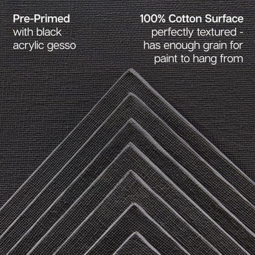 KINGART Black Canvas Panel Set – Large Rectangle Assortment, 8-Pack – 100% Cotton, Triple Gesso Primed Artist Boards for Acrylic, Oil, High-Contrast, & Mixed Media Painting