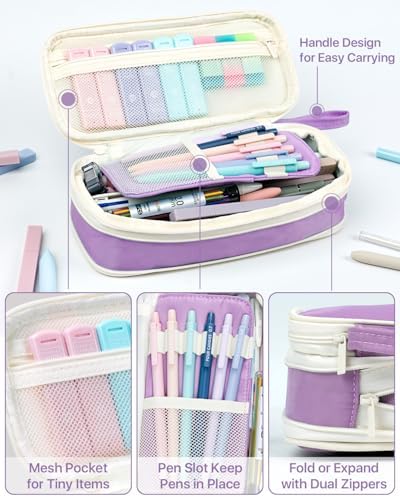Four Candies 56PCS School Supplies with Pencil Case, Stationery Set, Purple