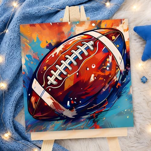 AUKELHJ Paint by Numbers Kit for Kids with Frame, Football, 8X8 inch