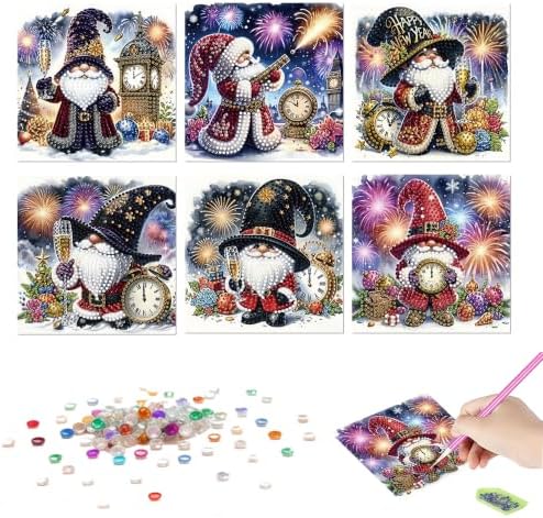 DDGYP 6 Pack Gnome Diamond Art Cards Kit with Envelopes