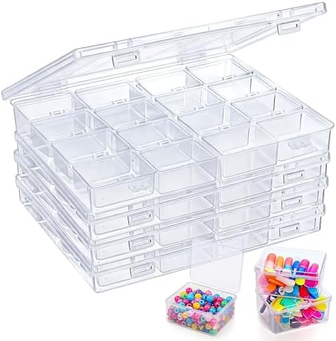 4 Pack Bead Storage Container, 64 Grids Small Nail Organizer Boxes