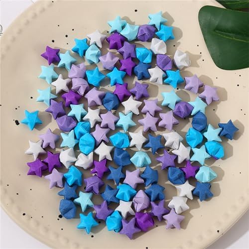 1080 Sheets Origami Star Paper 7 Assortment Color Strips Double Sided Lucky Star Decoration Folding Paper for DIY Hand Art Supplies (Blue Purple-1080 sheets)