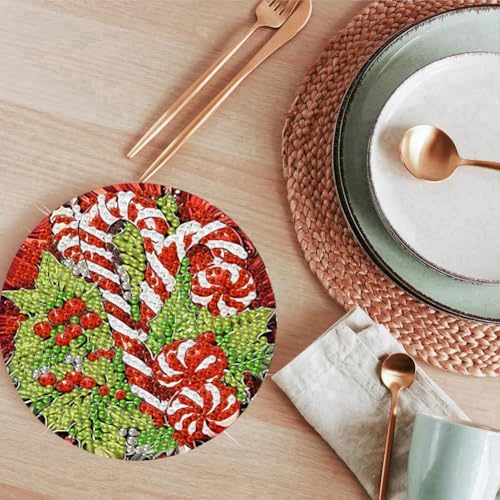 ijbnhd 8 Pack Christmas Diamond Art Coasters Kits with Holder4x4 inch