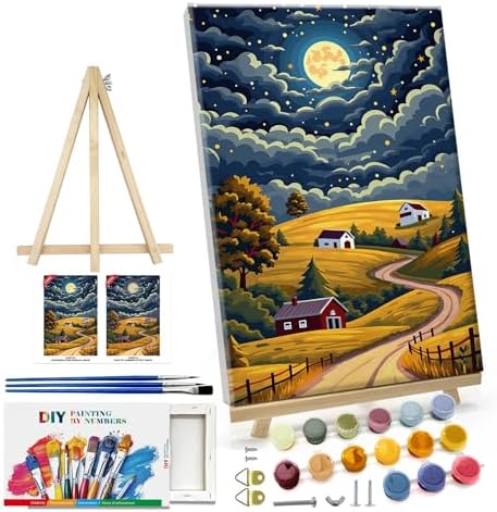 ATDMS Landscape Paint by Numbers Kit for Adults with Frame, 8x12 Inch