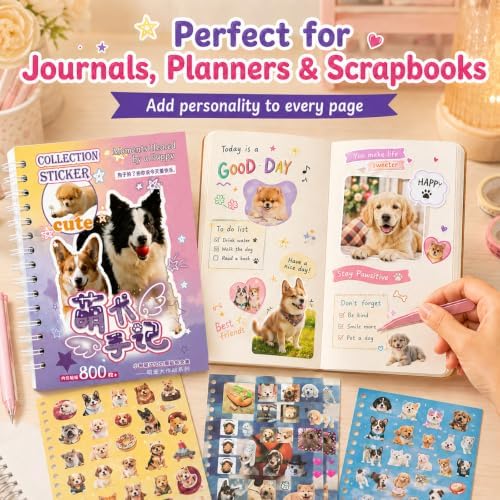 Japanese Cute Sticker Book,Pet Meme Stickers for DIY Kawaii Scrapbooking Journaling Handbook