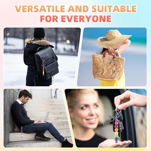 48 Pcs Beadable Keychains Bars bulk - 24 Silver DIY Metal Beaded Keychain Making Kit + 24 Bags Included, Bead Keychain Supplies,Blank Key Chain, Perfect for Women, Men, Mother's Day, Birthday Gift