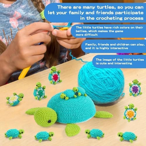 Crochet Kit for Beginners, 21 Pcs Turtles Crochet Animal Kit for Adults