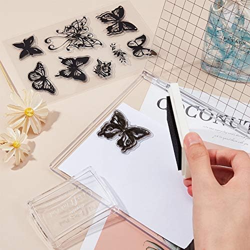 PH PandaHall Acrylic Stamp Block for Card Making, 5.9x6.1" Perfect Positioning Stamping Tool Clear Stamping Platform Scrapbook Craft Stamping Blocks with Grid Lines for Journaling Holiday Cards