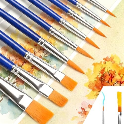 200 Pcs Paint Brushes Bulk, 100 Flat & 100 Tip Round Acrylic Paint Brushes for Kids Classroom, Watercolor Oil Face Art Epoxy Small Painting Brushes, Canvas Paintbrush for Adults Artists Beginners