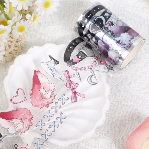 Sitsink PET Tape for Journal Scrapbooking - Punk Gothic PET Tape Stickers for Crafts Junk Journal Supplies Notebook Scrapbook DIY Decor Ornament