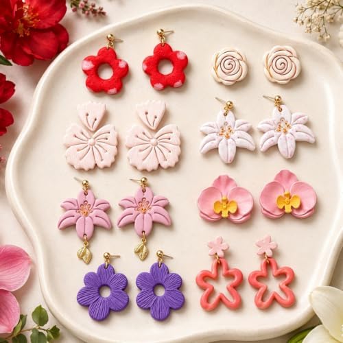 12Pcs Flower Polymer Clay Cutters, Floral Earring Making Molds