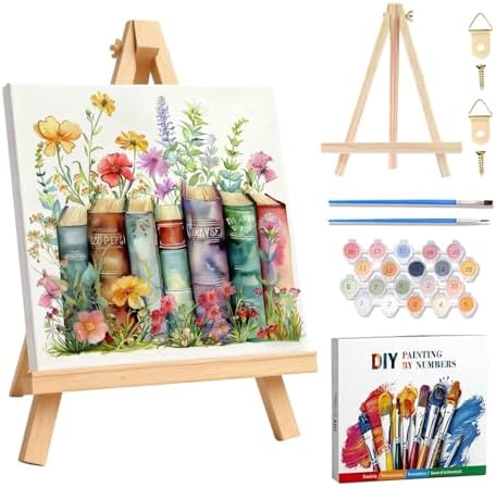 Amaieuin Book Paint by Numbers for Adults Beginners,Paint by Numbers Frame with Easel,DIY Number Painting for Adults for Home Wall Art Decor 10x10in