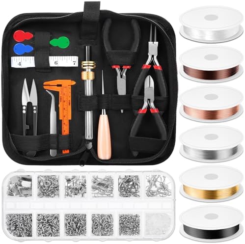 Thrilez Wire Wrapping for Jewelry Making, Repair and Beading Supplies Kit with Craft Ring Wire, Tools, Pliers and Jewelry Findings