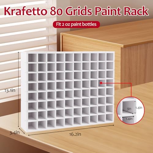 80 Grids Paint Organizer, Wall Mountable Craft Paint Storage Rack