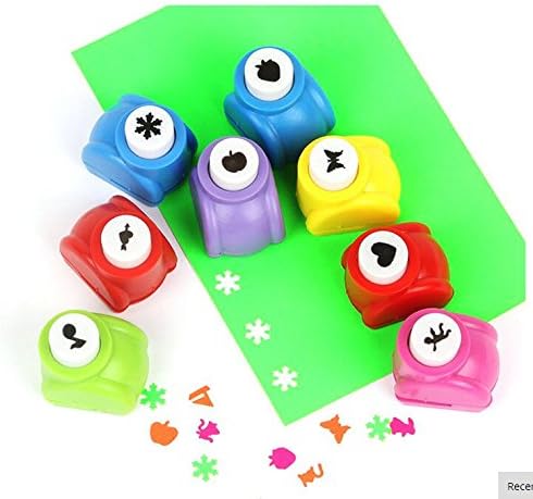 Fascola 10 PCS Craft Punch + 3 PCS Creative Scissors + 50 PCS Colorful Self Adhesive Paper for Card Scrapbooking Engraving Kid Cut DIY Handmade