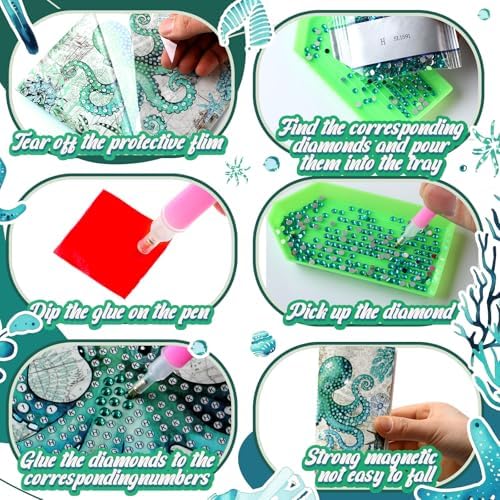 Saillong 12 Pack Summer Ocean Diamond Painting Greeting Card Kits DIY Under the Sea Diamond Art Cards with Envelopes Ocean Animals 5D Rhinestones Painting Making Kits for Adults DIY Craft Family Gifts