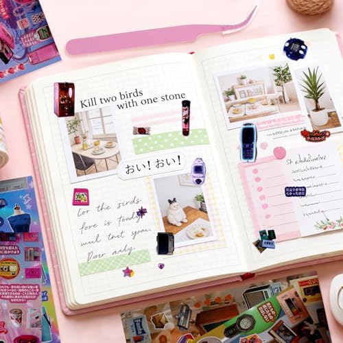 30 Sheets Japanese Sticker Book 800+ Vintage Scrapbook Journal Stickers Cute Korean Stickers for Journaling Scrapbooking Planner Kawaii Technology Sticker for Kids Adult DIY Cartoon Cosmtic Books
