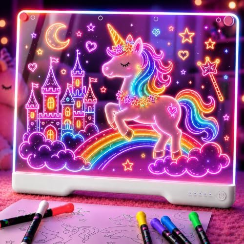 Geokay 16" Rechargeable LED Drawing Board with 9-Color Light Effects