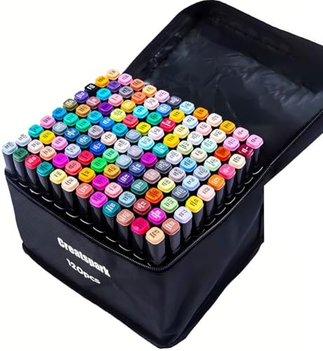 Alcohol Markers 120 Colors with Base Dual Tip Art Drawing Markers | for Anime Sketch Illustrations - Refillable