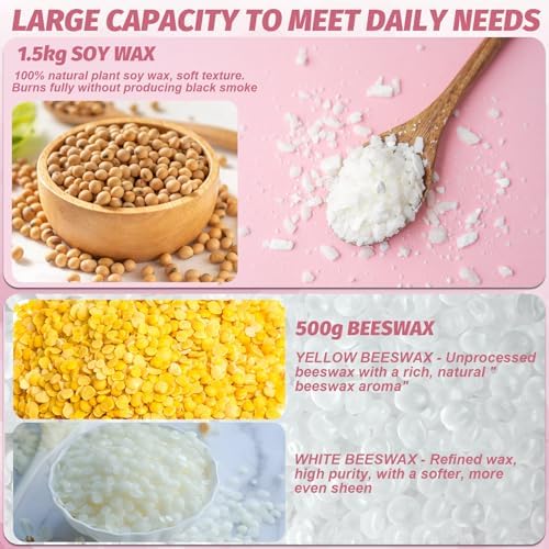 CxiRong Candle Making Kit for Adults, DIY Candle Making Supplies Craft Kits Including 4.4 lb Soy Wax, Beeswax, Jars, Tins, Candle Dyes, Essential Oils & More, Perfect for Home Decorations
