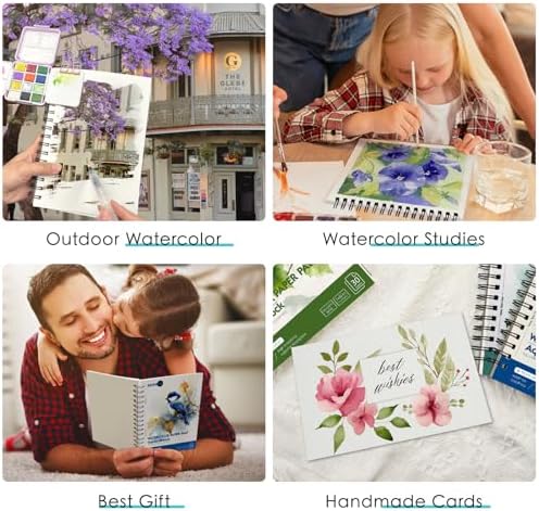 KOVIEDE 100% Cotton Watercolor Paper Pad 7"x10" (3 Pack, 30 Sheets Each)
