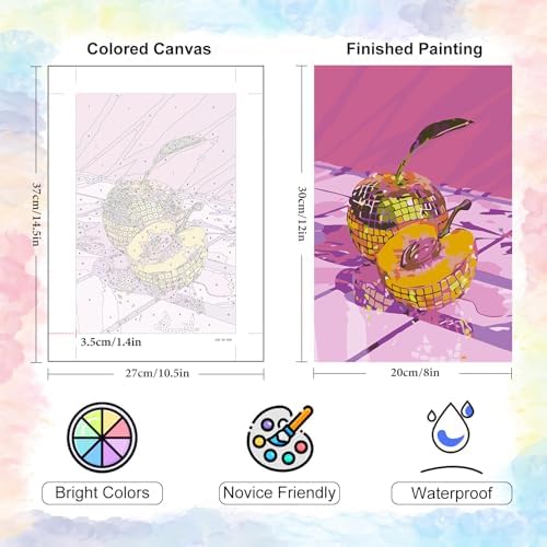 6 Pack Disco Ball Paint by Numbers Kit for Adults Beginner 8x12 Inch | Pink Disco Ball DIY Acrylic Painting by Numbers, Without Frame Canvas, Stress Relief Craft Kits, For Home Wall Decor Gift