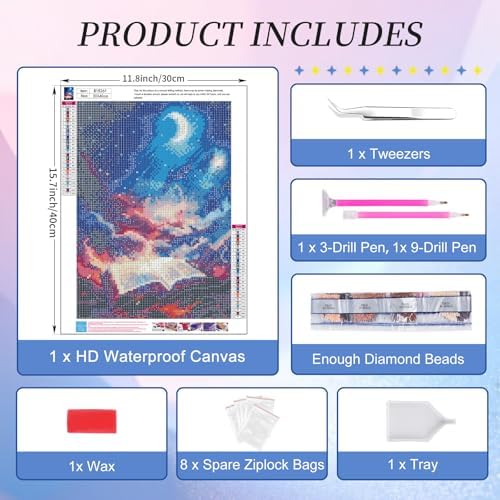 Diamond Art Kits for Adults, Magic Book Diamond Painting Kit, 12 x 16 Inch