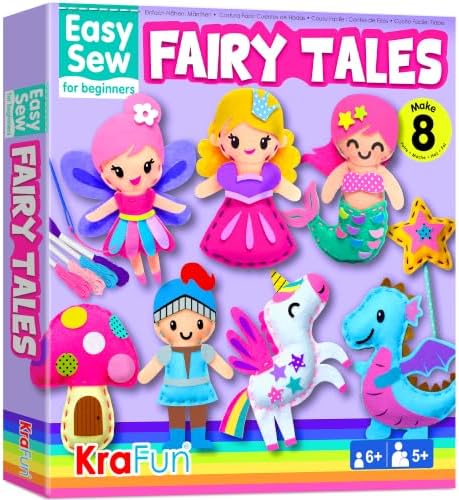 KRAFUN Fairy Tales Sewing Kit for Kids Ages 5-10 | 8 Projects