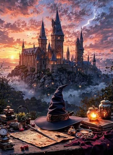 Magic Castle Paint by Numbers Kit for Adults Framed Canvas, Frameworkless