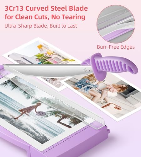 Firbon 12" Guillotine Paper Cutter with Hidden Ruler, Compact Paper Trimmer