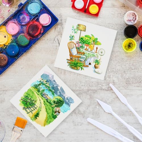 Mixed Media Art Sketchbook,3.9"x3.9" Tearable Watercolor Sketchbook,20 Sheets 140lb/300gsm Fine Grain Watercolor Paper, Heavyweight Acid-Free Drawing Paper for All Artists or Beginners.White