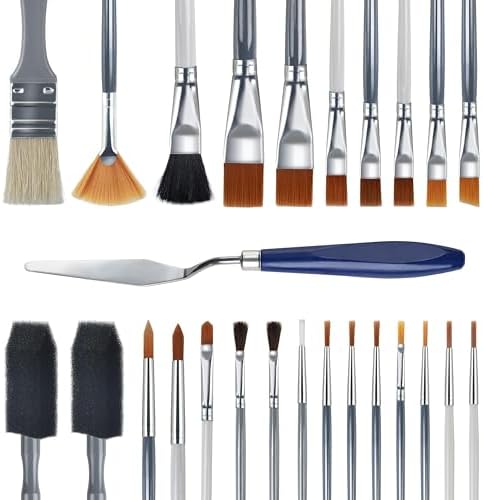 Halobios 26PCS Painting Brushes Set, 5 Sets of Professional Painting Brushes for Acrylic Painting, Artist Paintbrushes for Body Face Rock Canvas, Children Adult Drawing Arts Crafts Supplies