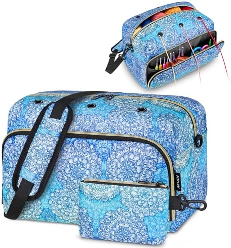 IBFUN Crochet Yarn Knitting Bag Organizer for Knit Accessories Hooks