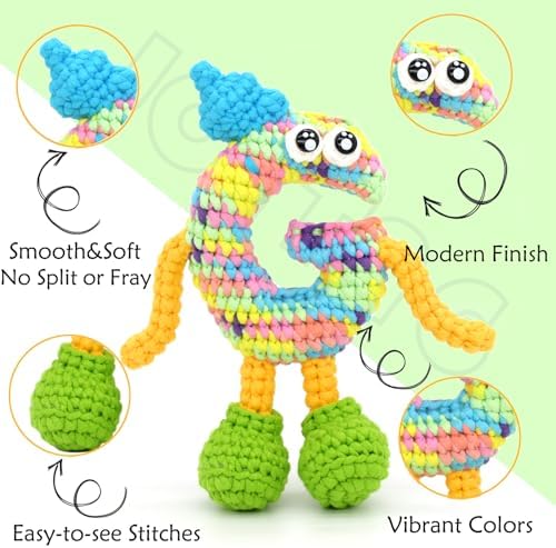 50g Rainbow Beginner Crochet Yarn for Crocheting and Knitting Multicolor Cotton Crochet Yarn for Beginners Easy Yarn for Beginners(Rainbow 03)