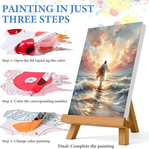 Jesus Paint by Numbers Kit for Adults Framed Canvas 12X16 in, Frameworkless