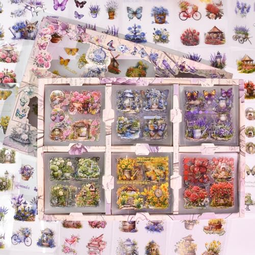 800 pcs Floral Scrapbook Sticker Kit Vintage Flower Junk Journal Sticker