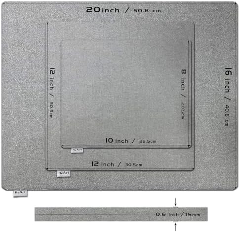 ReArt 3 Pcs Heat Press Mat 10" x 8" / 12" x 12" / 16" x 20" with 3 Pcs Teflon 12" x 16" for Cricut Easypress Both Sides Applicable - Cricket Craft Vinyl Ironing Insulation Transfer Heating Mats