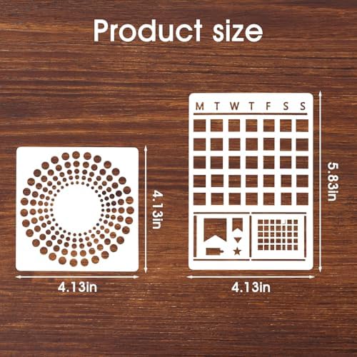 16 Pcs Journal Stencils Bullet Dotted Journals Supplies Planner Stencil Drawing Templates Accessories Kit for Create Calendars Schedule Journaling DIY Notebook Cards Scrapbook Decorations