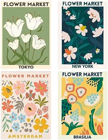Yeaqee 4Pcs Diamond Art Kits for Adult Gem Painting Kit, Floral