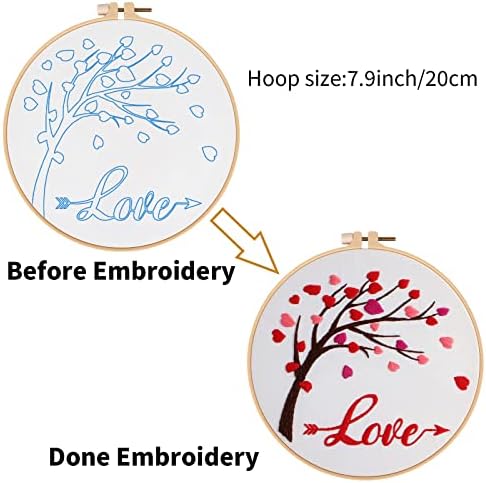 Louise Maelys Love Heart Tree Embroidery Kit for Adults, Romantic DIY Craft